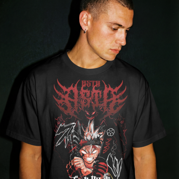 T-shirt Anime Asta Black Clover – Design Demon Rouge Oversize