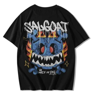 T-SHIRT ELGRANDETOTO SALGOAT SKULL DESIGN BLACK