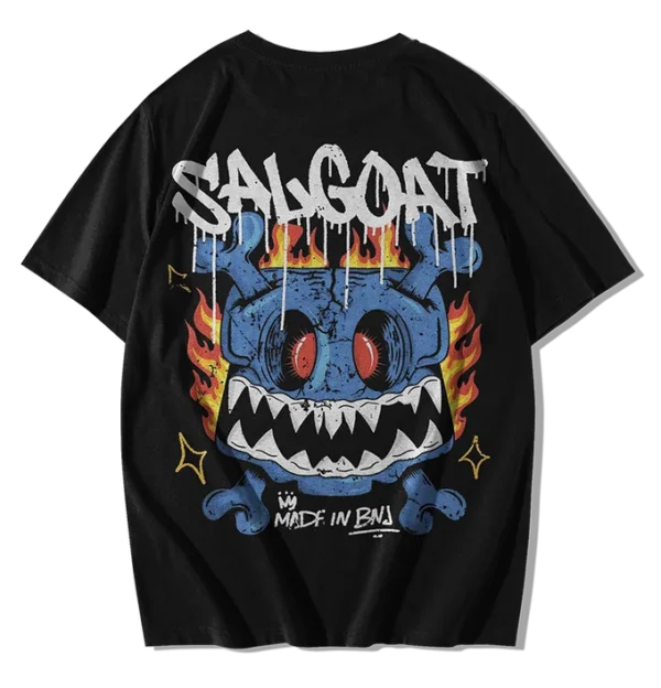 T-SHIRT ELGRANDETOTO SALGOAT SKULL DESIGN BLACK